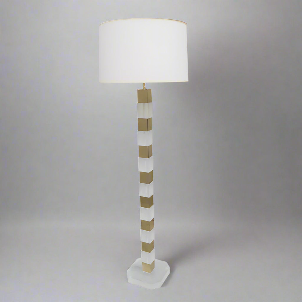Mid century Modern Lucite Brass Floor Lamp USA 1950