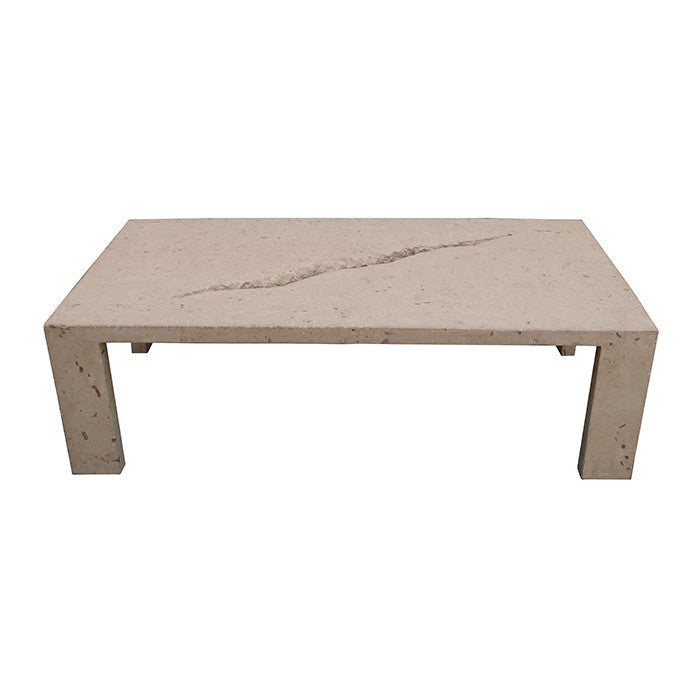 Modernist Travertine Coffee Table with decorative Tear