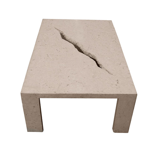 Modernist Travertine Coffee Table with decorative Tear