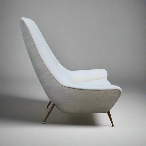 Pair of Sculptural Italian Tall Back Armchairs