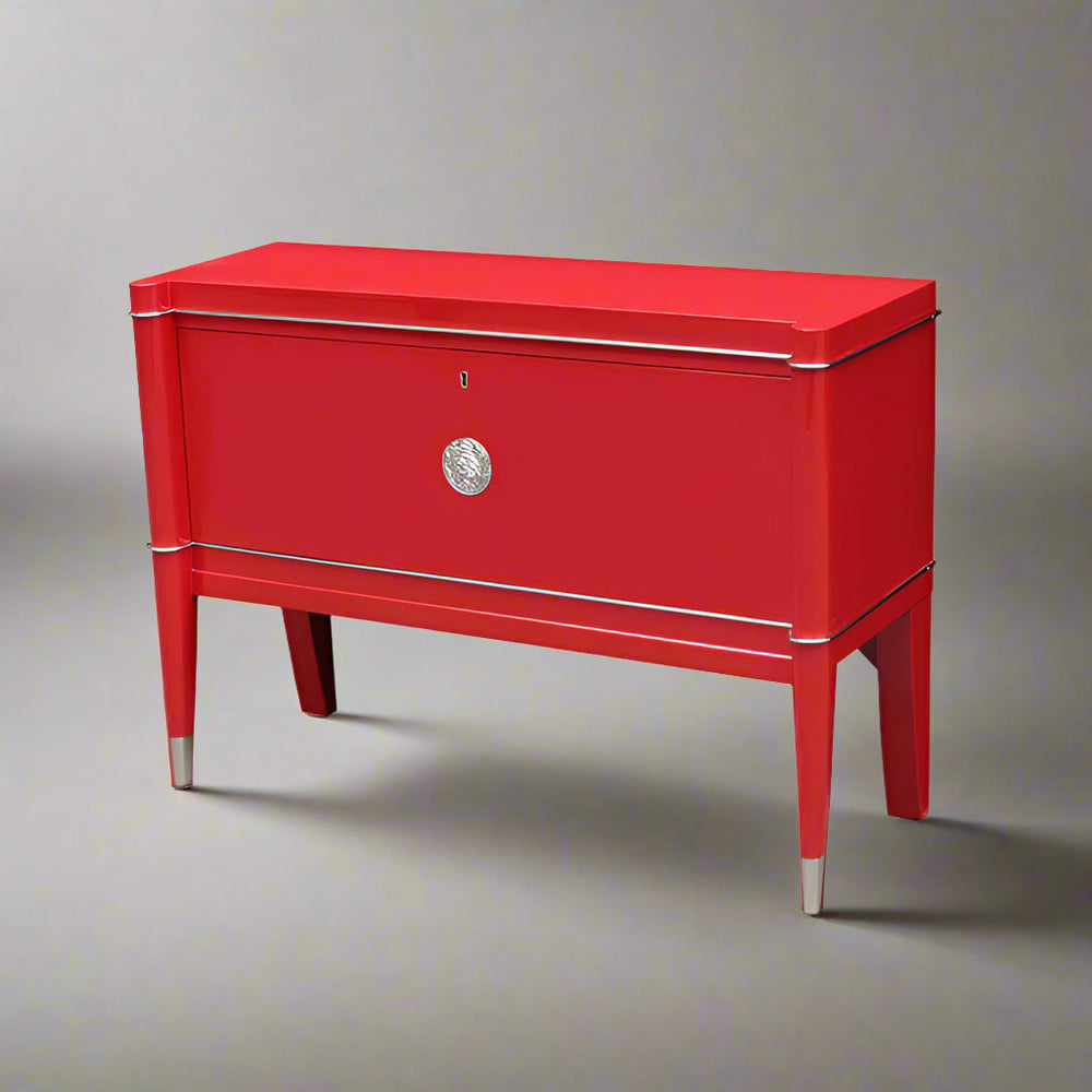 Red Art Deco Cabinet in the style of De Coene Frères