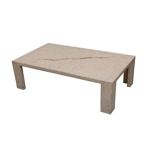 Modernist Travertine Coffee Table with decorative Tear
