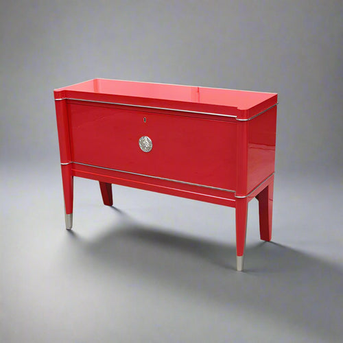 Red Art Deco Cabinet in the style of De Coene Frères