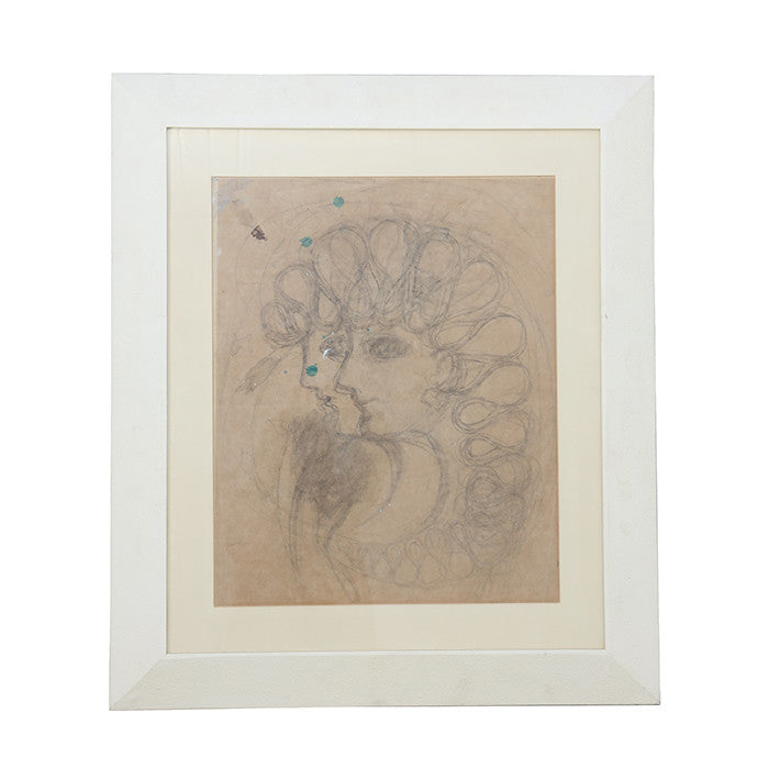 Drawing in Pencil by Gio Ponti, Italy 1950s