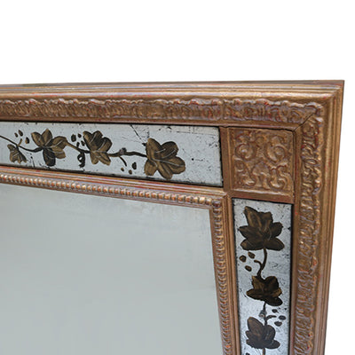 French Giltwood Mirror With Eglomise Details, France 1940s