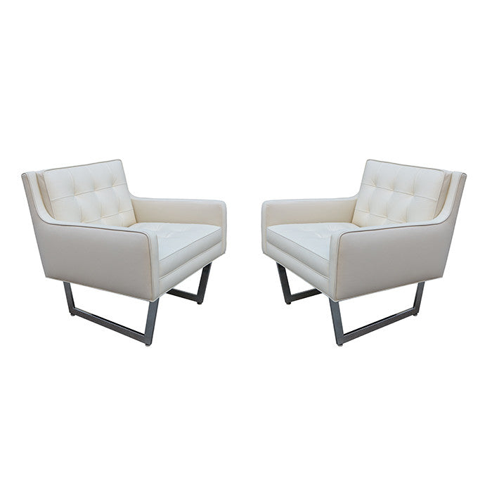 Pair of Modernist Leather Armchairs