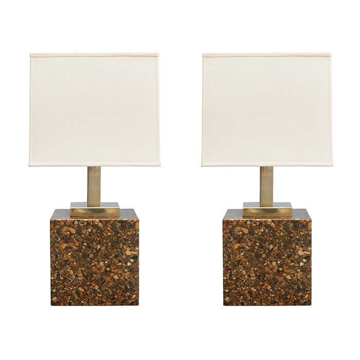 Pair of Modernist Resin and Stone Table Lamps