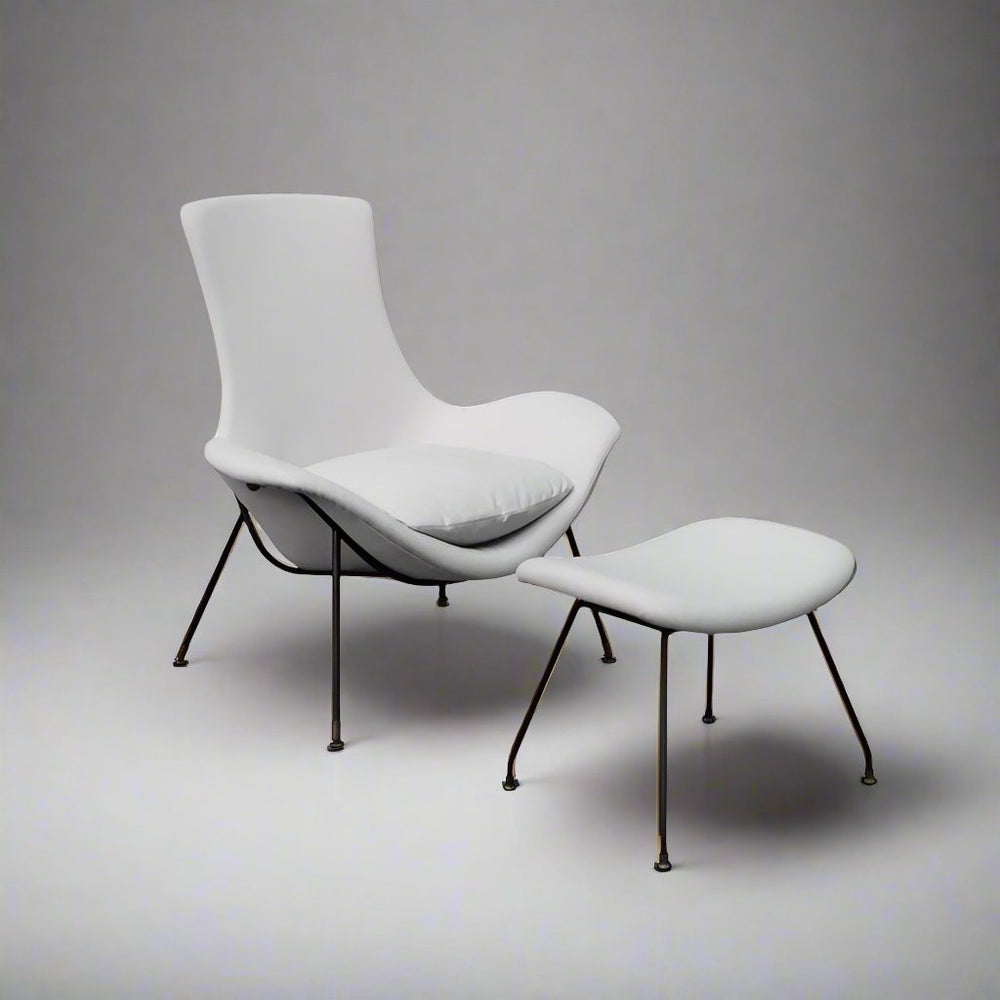 Augusto Bozzi Modernist Lounge Chair with Ottoman