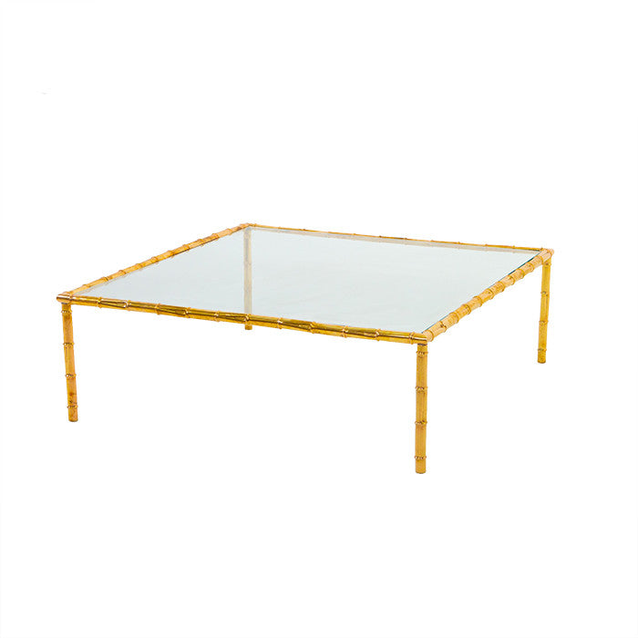 Large Modernist Brass Coffee Table