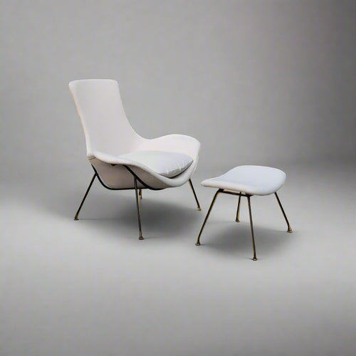 Augusto Bozzi Modernist Lounge Chair with Ottoman