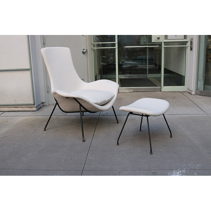 Augusto Bozzi Modernist Lounge Chair with Ottoman