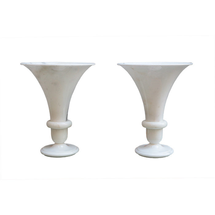 Pair of Polished Marble Urn Lamps